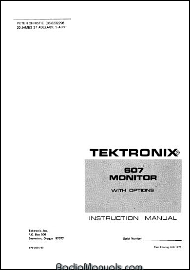 Tektronix 607 Instruction Manual Tektronix 607 Instruction Manual